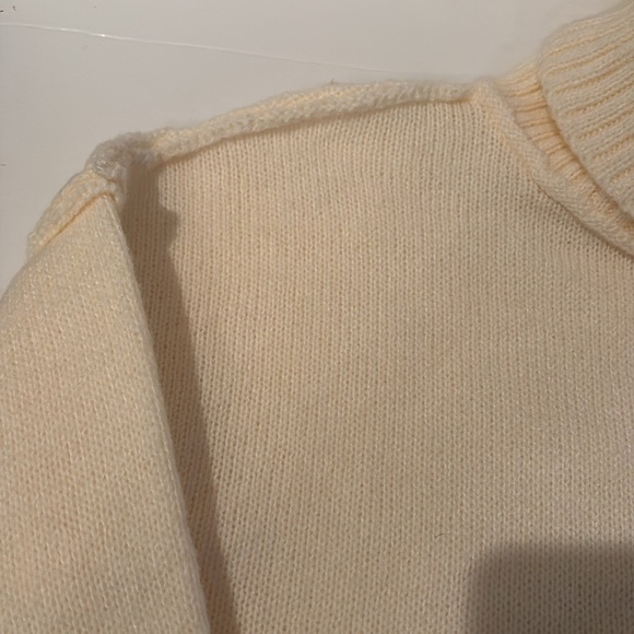 New in cream cozy turtleneck sweater drop shoulder long sleeve raw seam rib hem - Picture 16 of 16